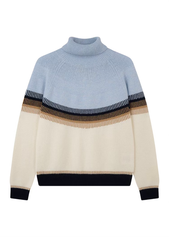 Jumper 1234 | Block Fairisle Tweed Roll Collar