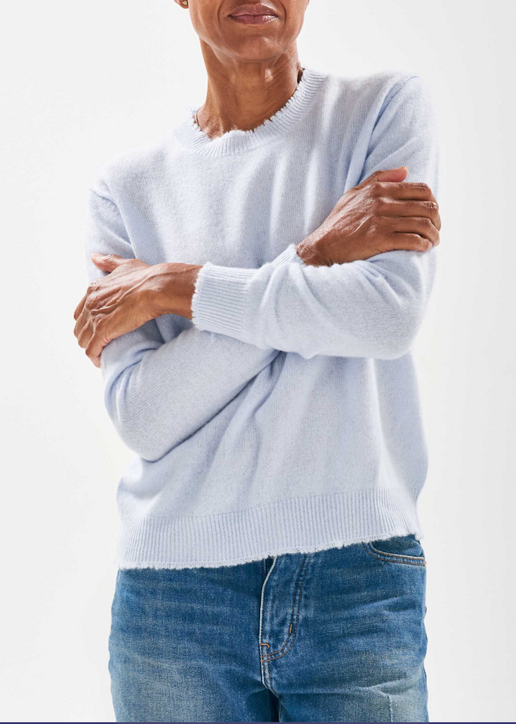 Jumper 1234 | Distressed Crew Sweatshirt - Azure Blue