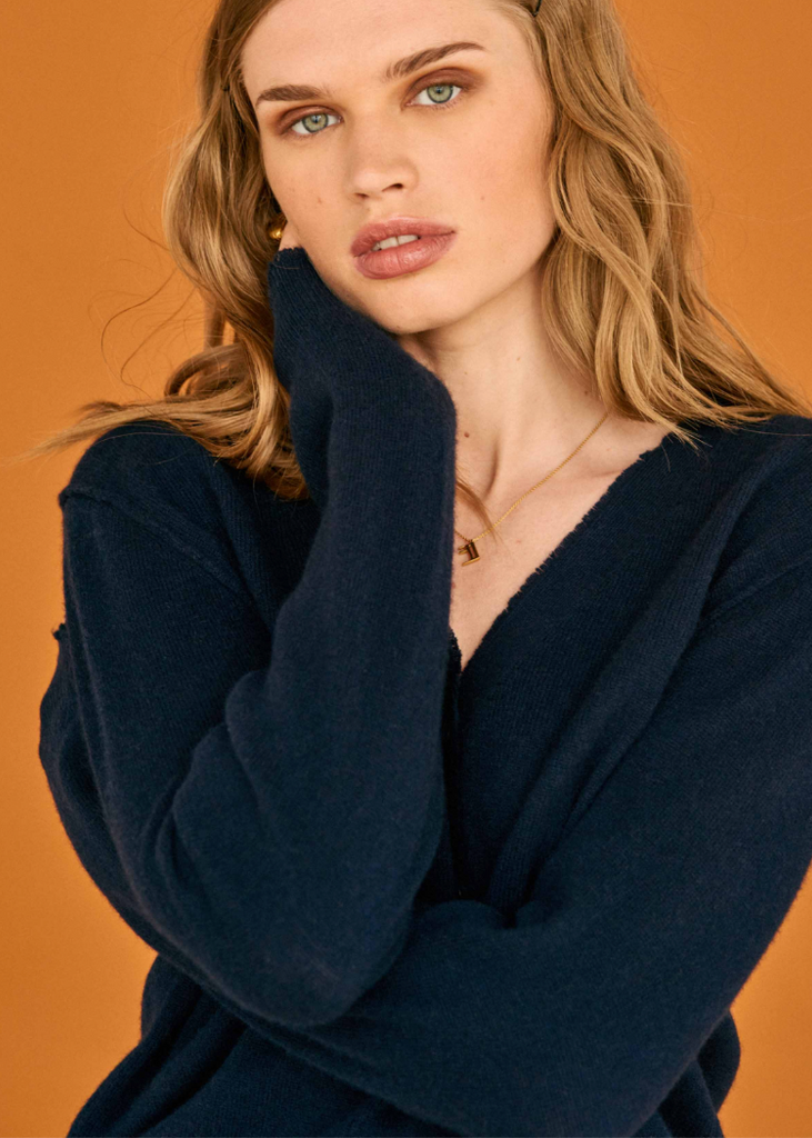 Jumper 1234 | Distressed Vee Cardigan