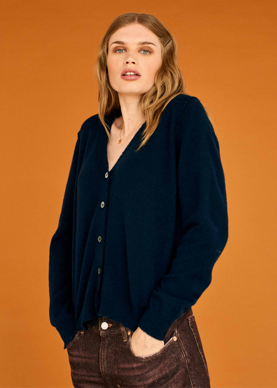 Jumper 1234 | Distressed Vee Cardigan
