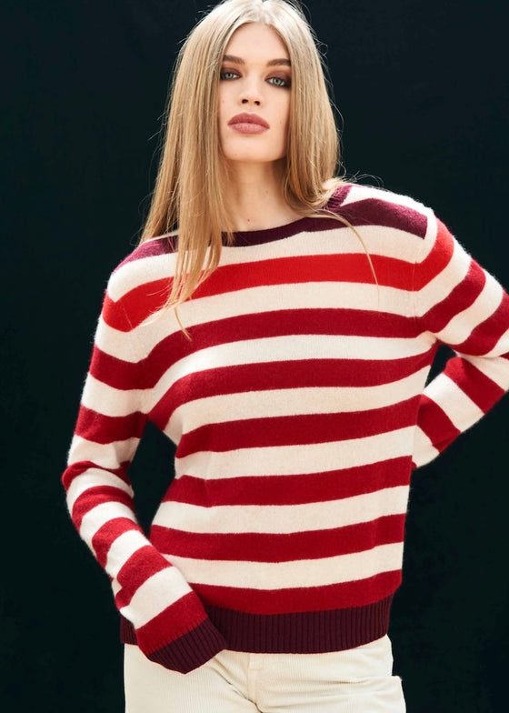 Jumper 1234 | Gradient Stripe Crew | Burgundy