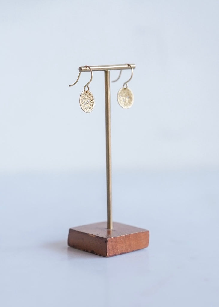 Kate Maller | Double Gold Moon Surface Earring Drop with Diamonds
