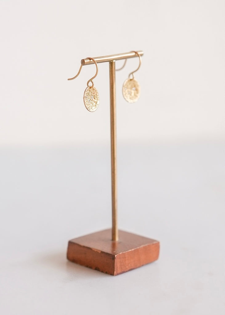 Kate Maller | Double Gold Moon Surface Earring Drop with Diamonds