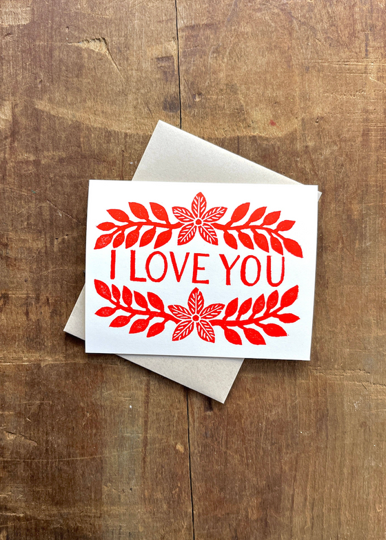 Katharine Watson | "I Love You" Block Printed Greeting Card