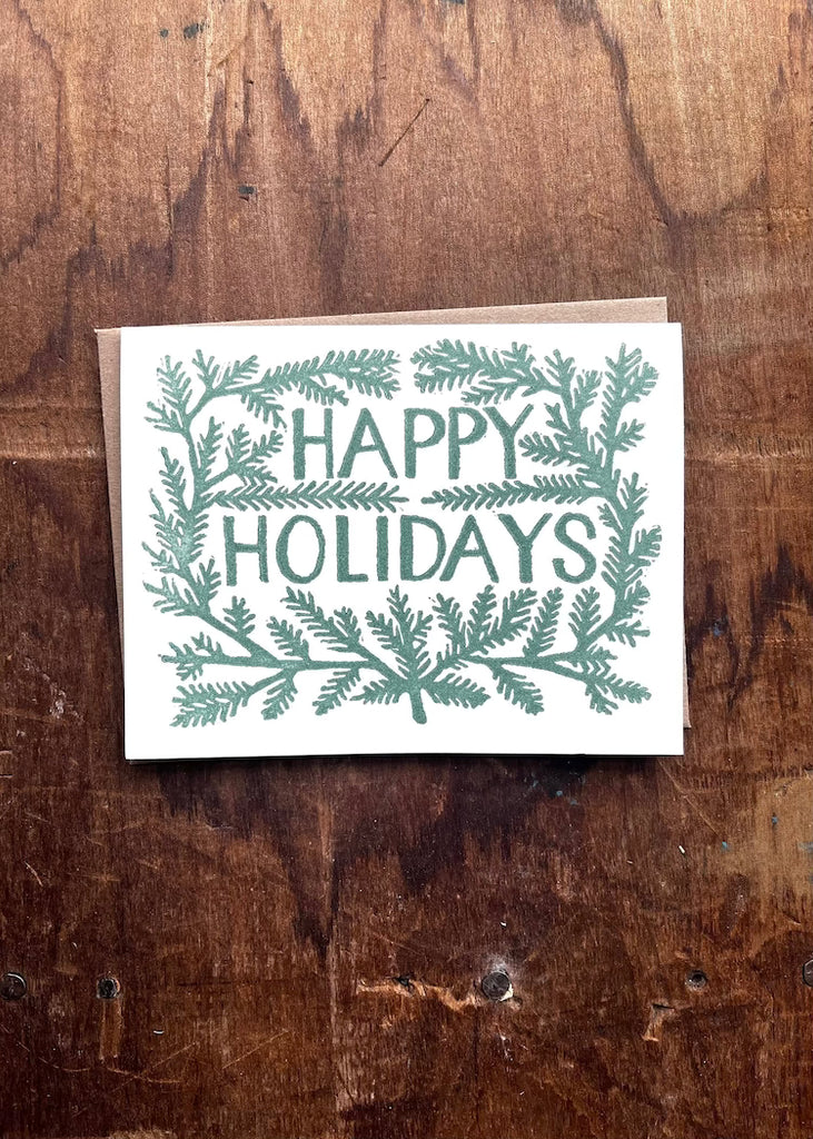 Katherine Watson | "Happy Holidays" Block Printed Card