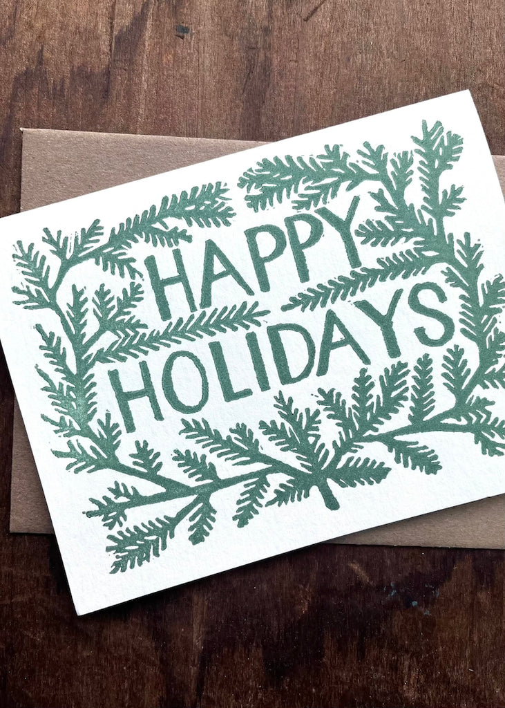 Katherine Watson | "Happy Holidays" Block Printed Card