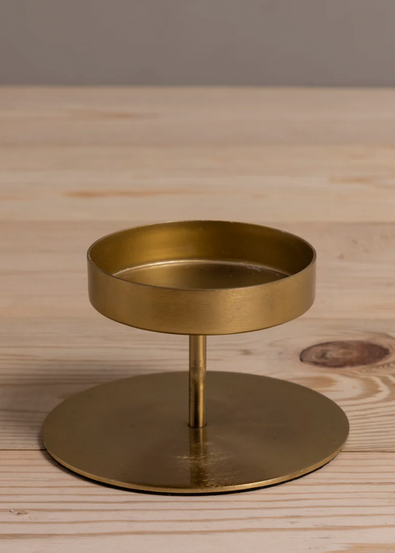 Kent Gold Pillar Candle Holder | Short