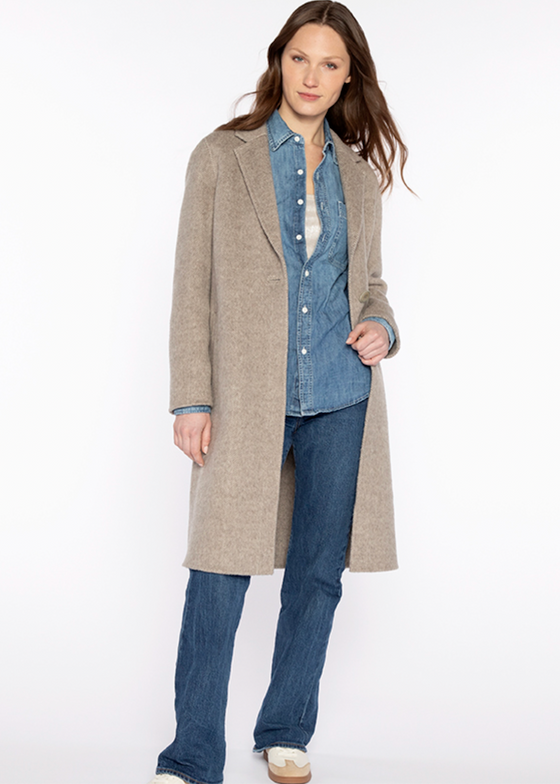 Kinross | Brushed Herringbone Notch Collar Coat