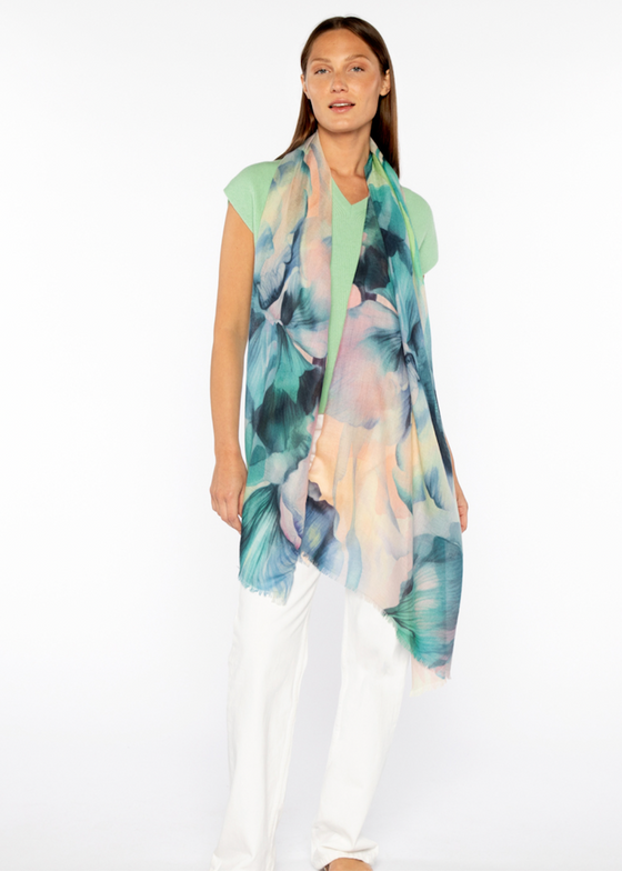 Kinross | Femme Floral Print Scarf - Green Multicolor