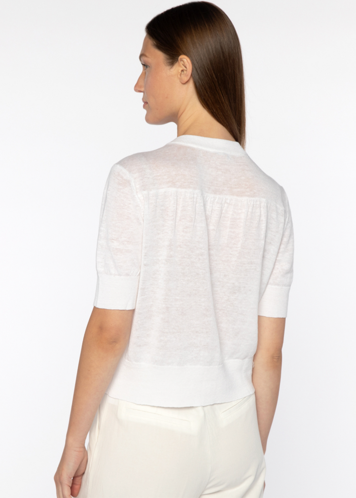 Kinross | Gathered Shoulder Cardigan - White