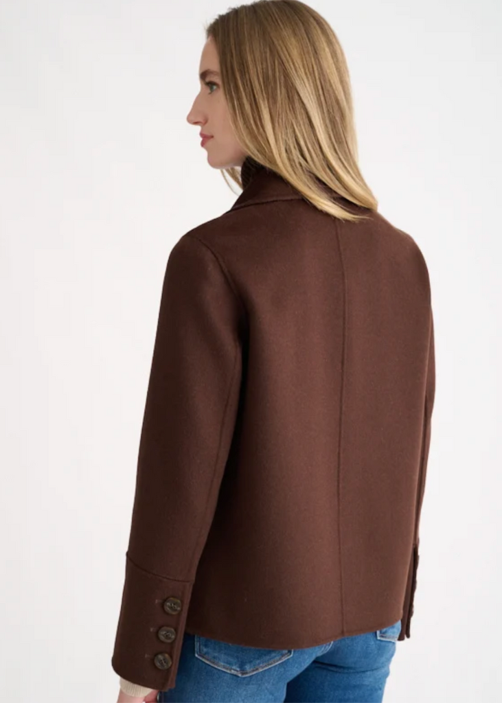 Kinross | Knit Insert Notch Collar Coat | Chocolate