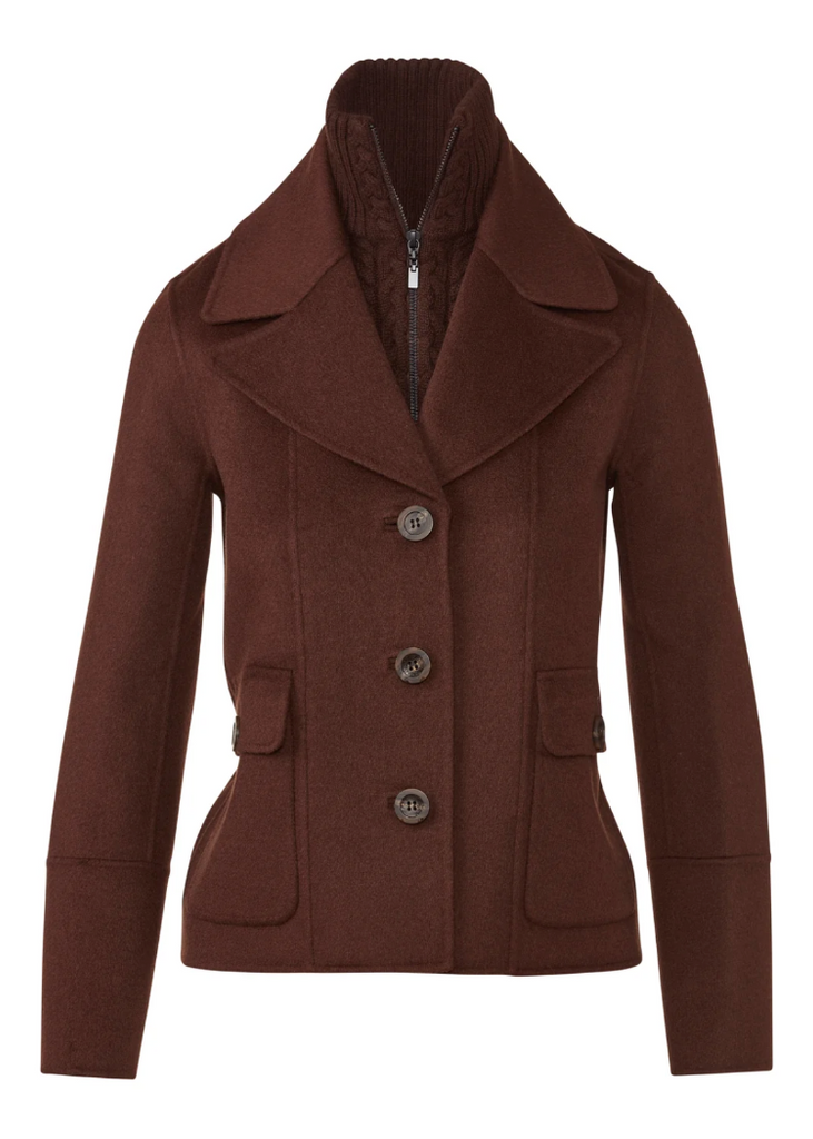 Kinross | Knit Insert Notch Collar Coat | Chocolate