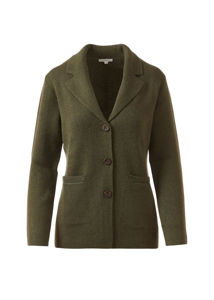 Kinross | Notch Collar Cardigan | Loden