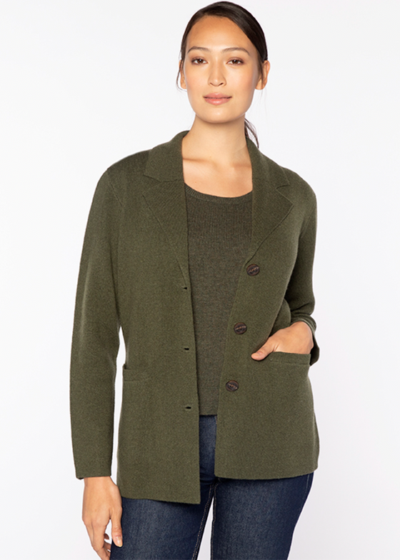 Kinross | Notch Collar Cardigan | Loden