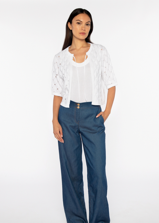 Kinross | Openwork Cardigan - White