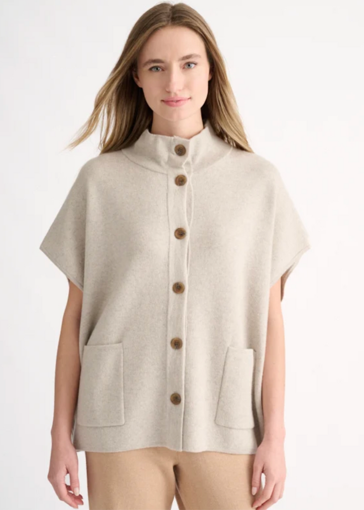Kinross | Button Mock Cardigan | Sandstone