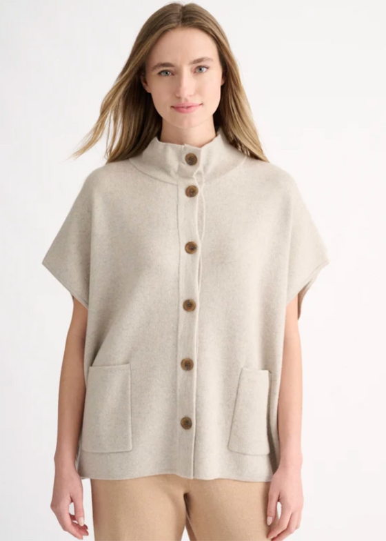 Kinross | Button Mock Cardigan | Sandstone