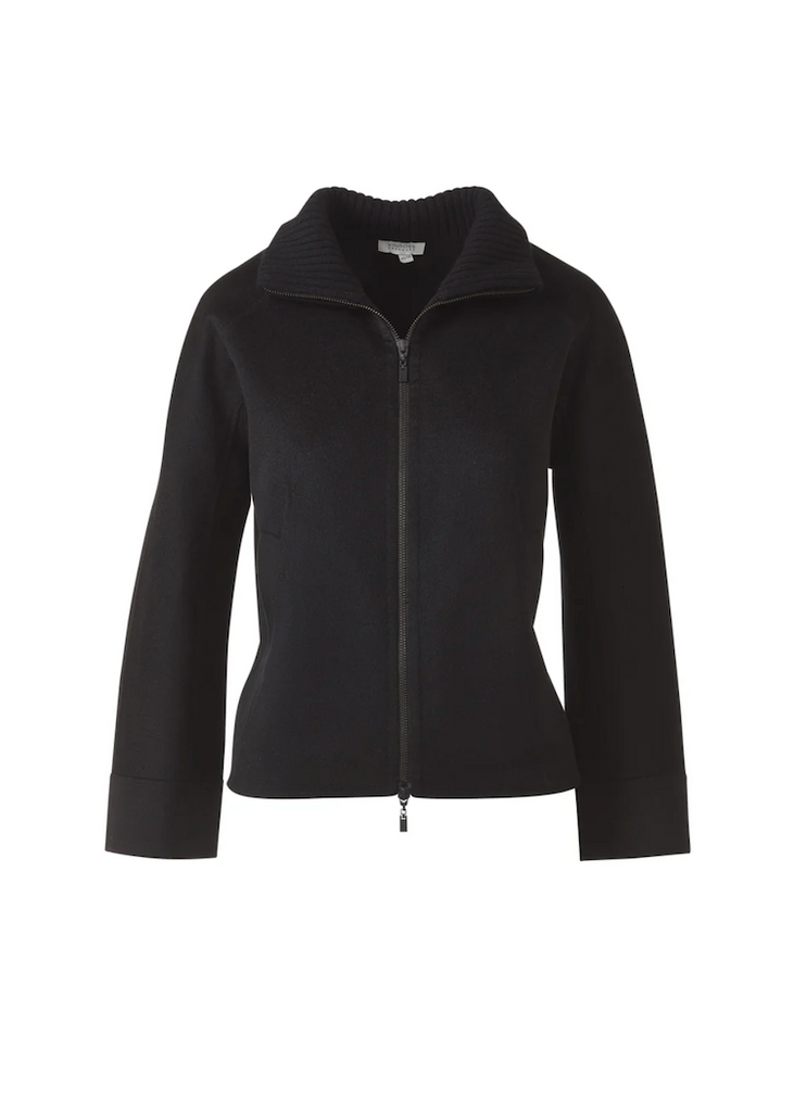Kinross | Short Knit Trim Zip Mock Coat