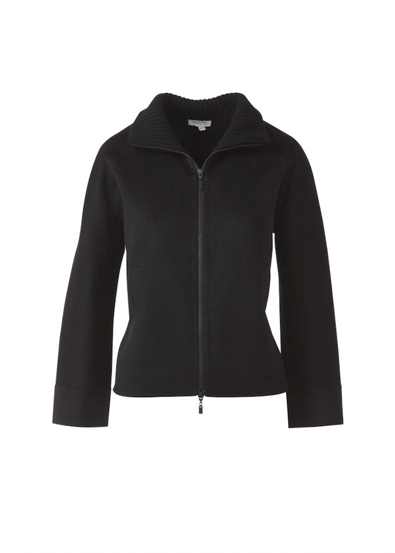 Kinross | Short Knit Trim Zip Mock Coat