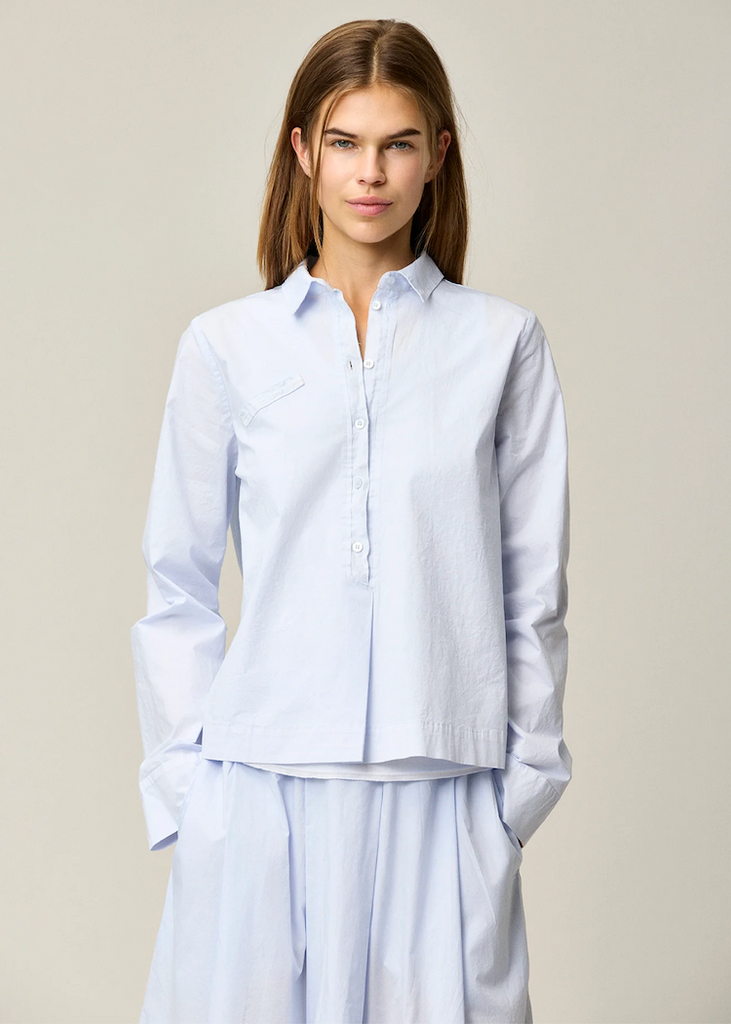 Kristensen du Nord | Cotton Stretch Jacket Collar Shirt | Sky Blue