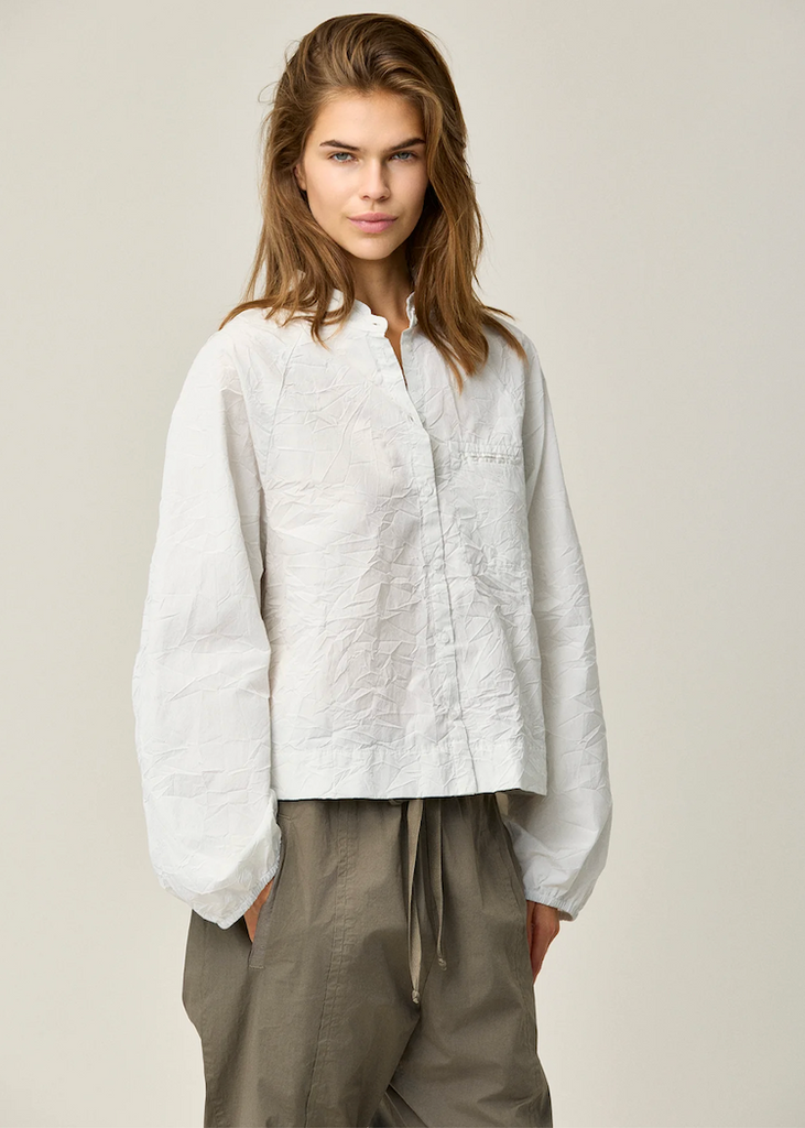 Kristensen du Nord | Crinkled Cotton Soft Shirt | Chalk