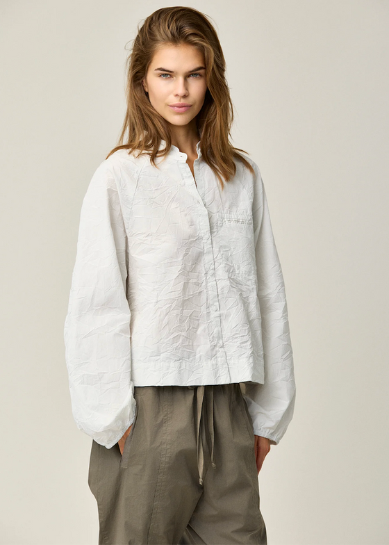 Kristensen du Nord | Crinkled Cotton Soft Shirt | Chalk