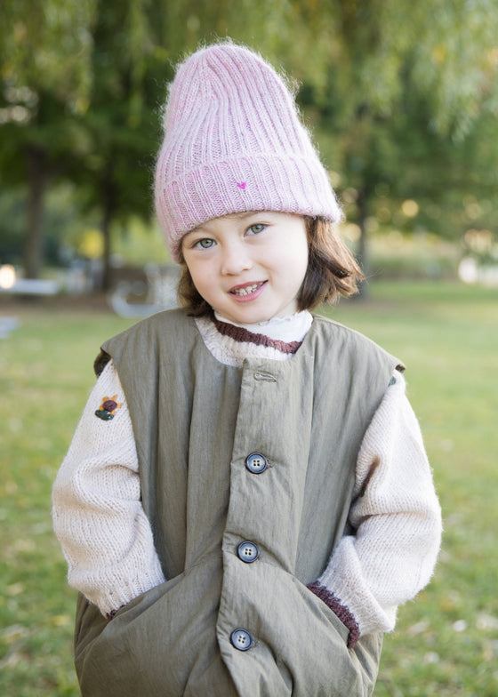 Lao Lao Studios | The Kids Rib Beanie | Pink Prism