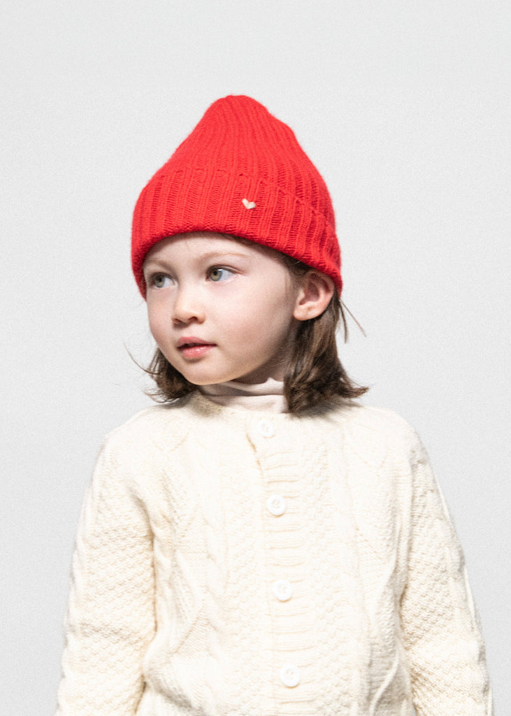 Lao Lao Studios | The Kids Rib Beanie | Scarlet