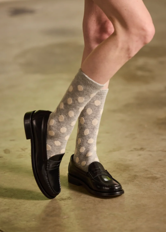 Light Grey Heather | Classic Dot Wool Cashmere Crew Socks