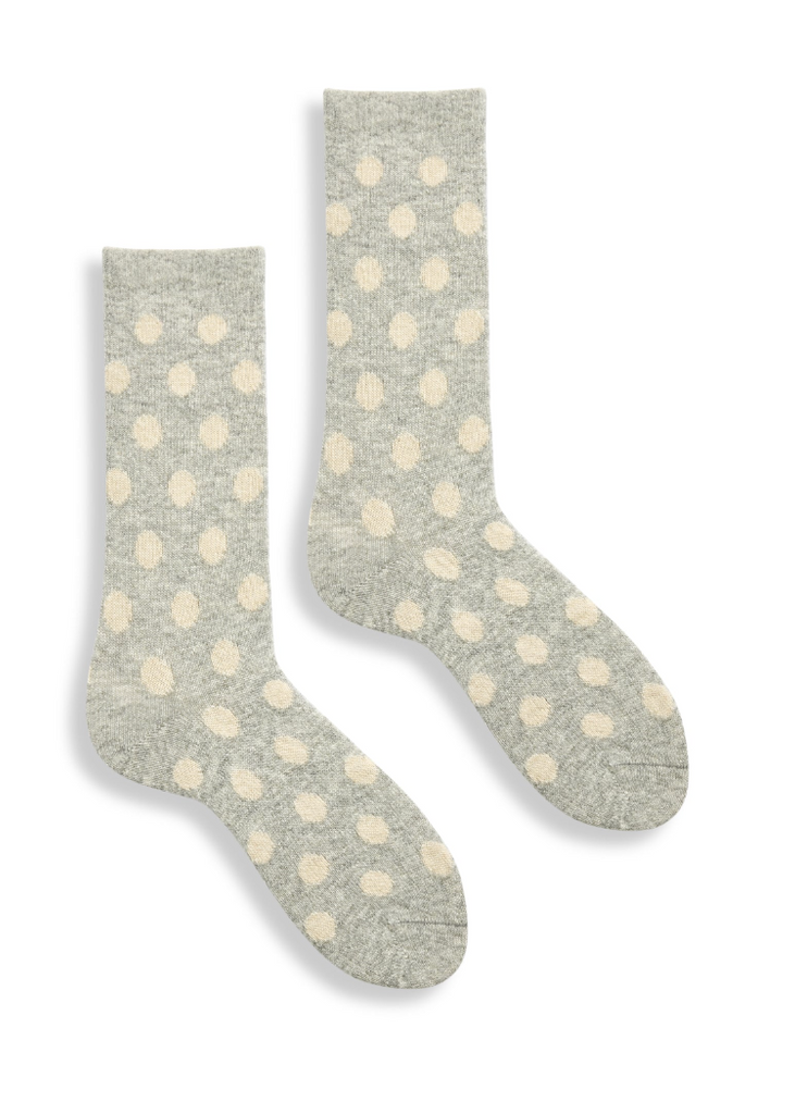 Light Grey Heather | Classic Dot Wool Cashmere Crew Socks