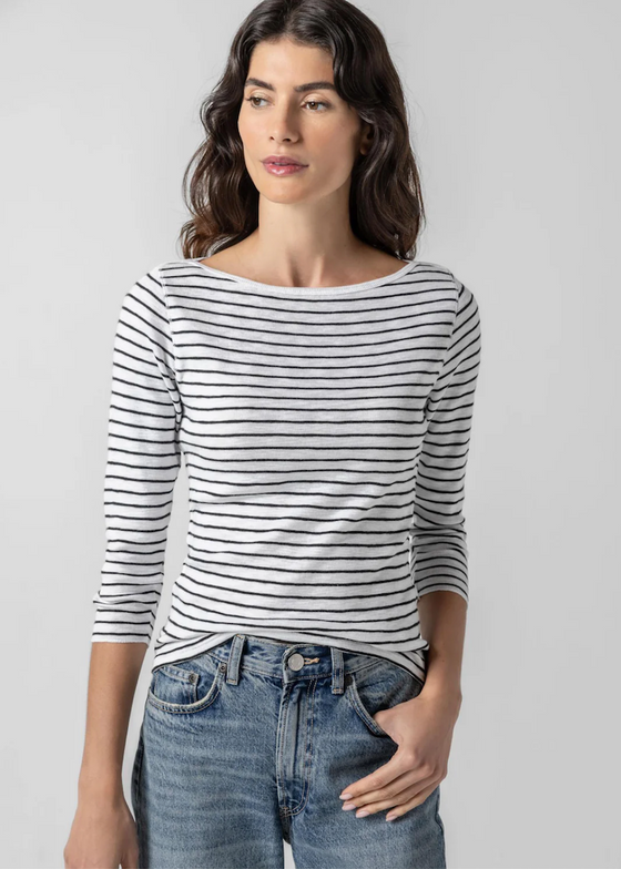 Lilla P | 3/4 Sleeve Boatneck Stripe