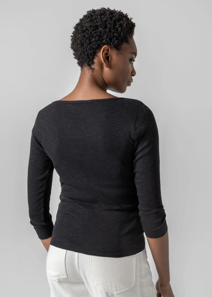 Lilla P | 3/4 Sleeve Boatneck in Black