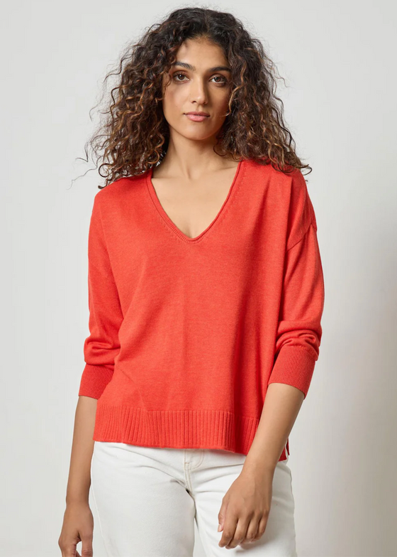 Lilla P | 3/4 Sleeve Drop Shoulder Sweater - Begonia Color