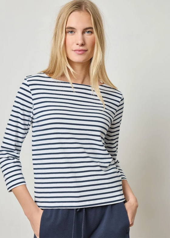 Lilla P | French Boatneck | Navy Stripe