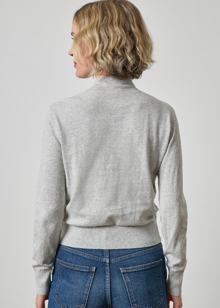 Lilla P | Funnel Neck Cardigan | Heather Grey
