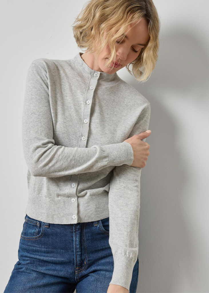 Lilla P | Funnel Neck Cardigan | Heather Grey
