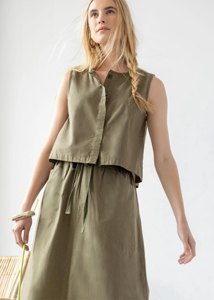 Lilla P | Hidden Placket Top | Kelp