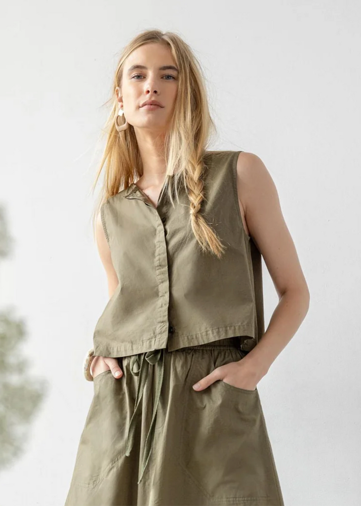 Lilla P | Hidden Placket Top | Kelp