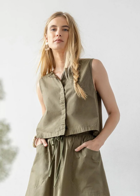 Lilla P | Hidden Placket Top | Kelp