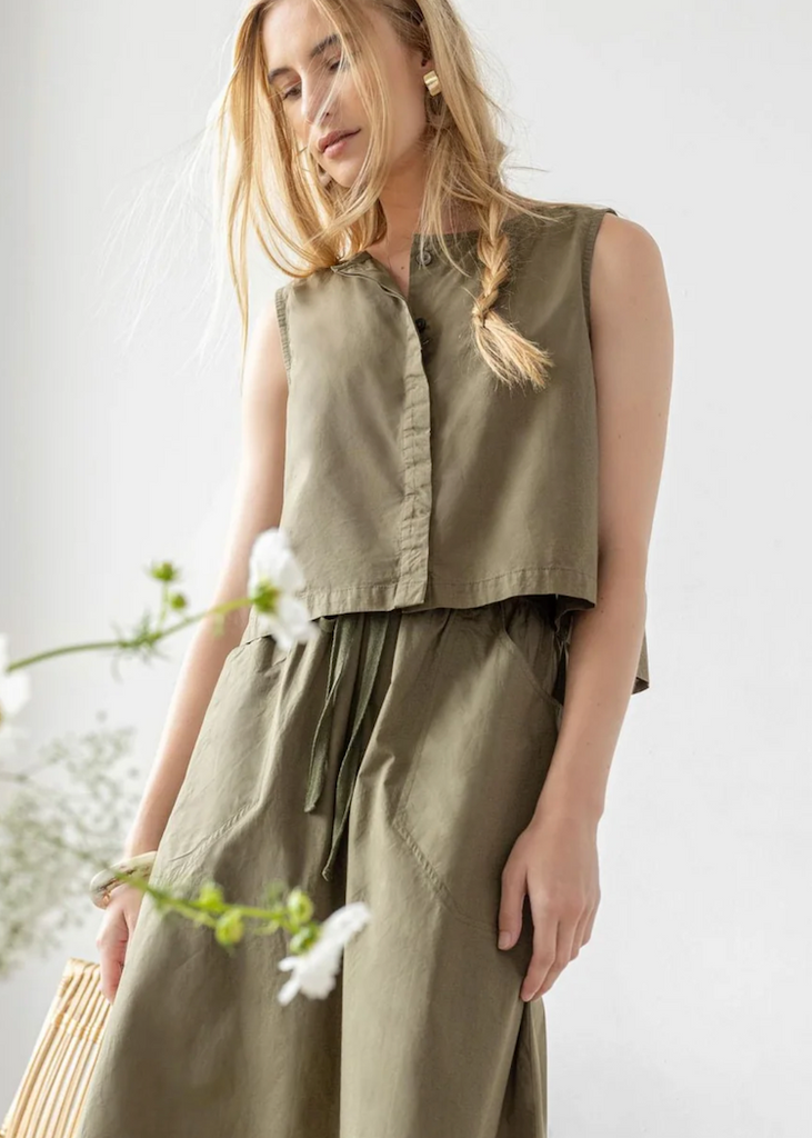 Lilla P | Hidden Placket Top | Kelp