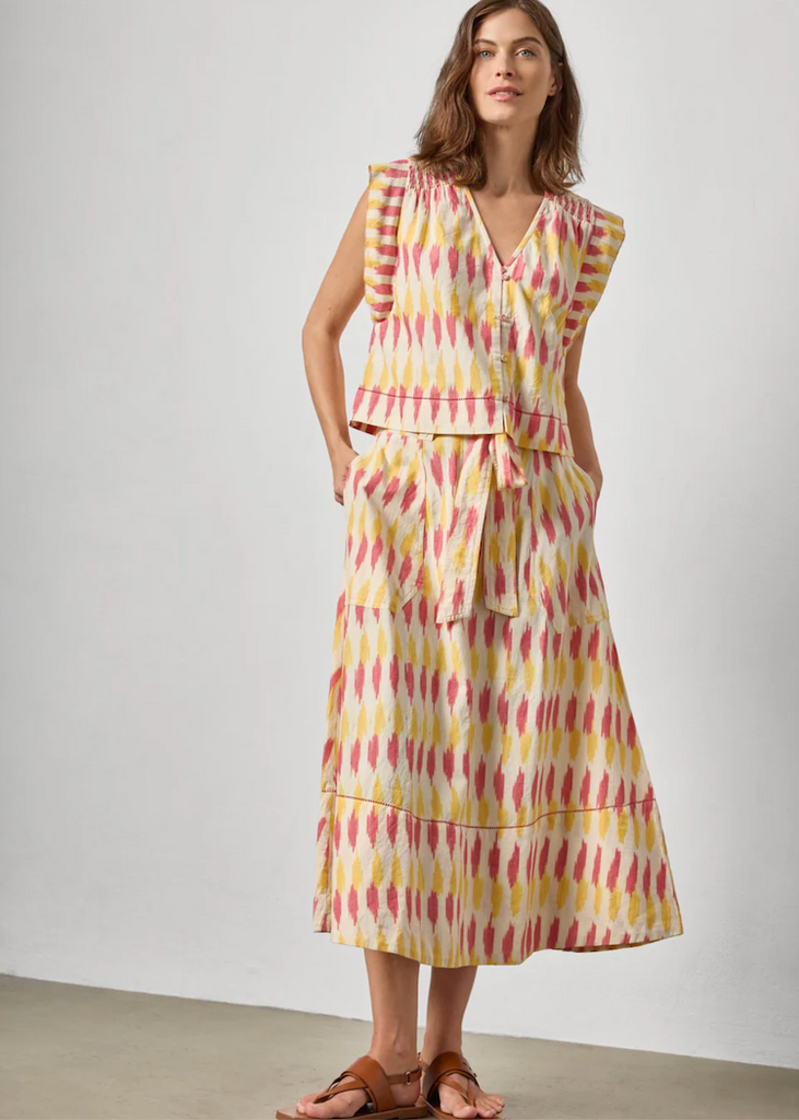 Lilla P | Ikat Shirred Shoulder Top