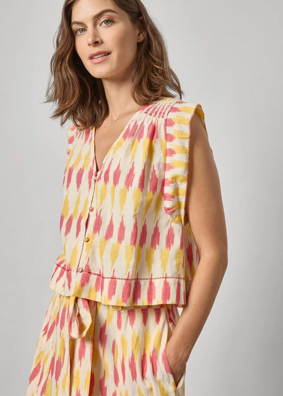 Lilla P | Ikat Shirred Shoulder Top