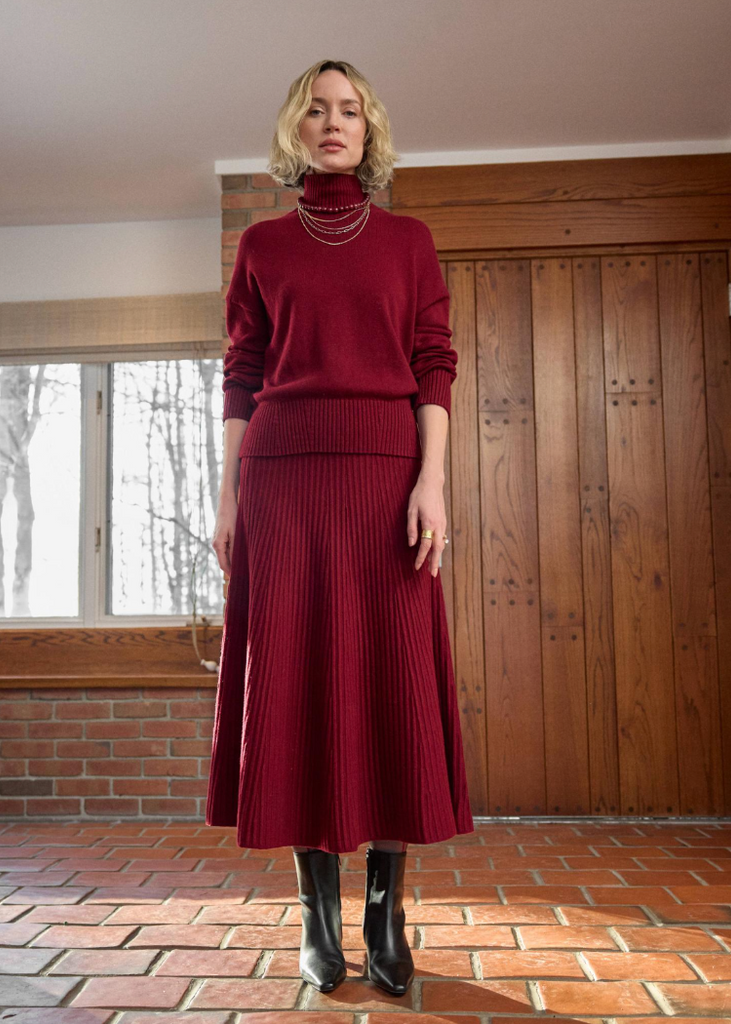 Lilla P | Knit Flared Skirt | Wineberry