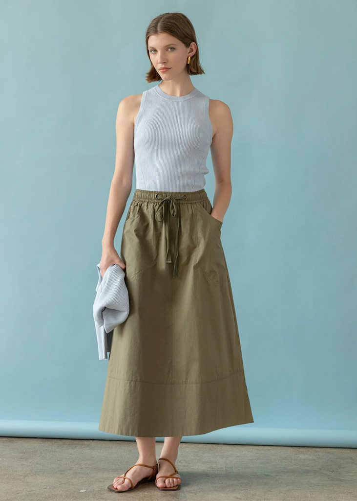 Lilla P | Long Poplin Skirt | Kelp