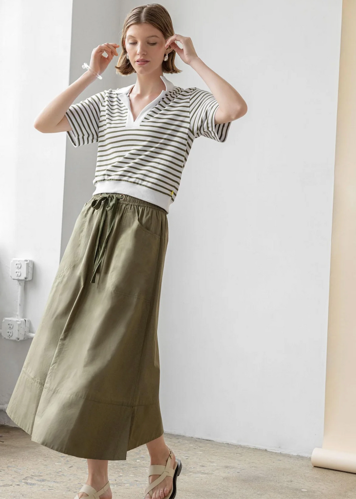 Lilla P | Long Poplin Skirt | Kelp
