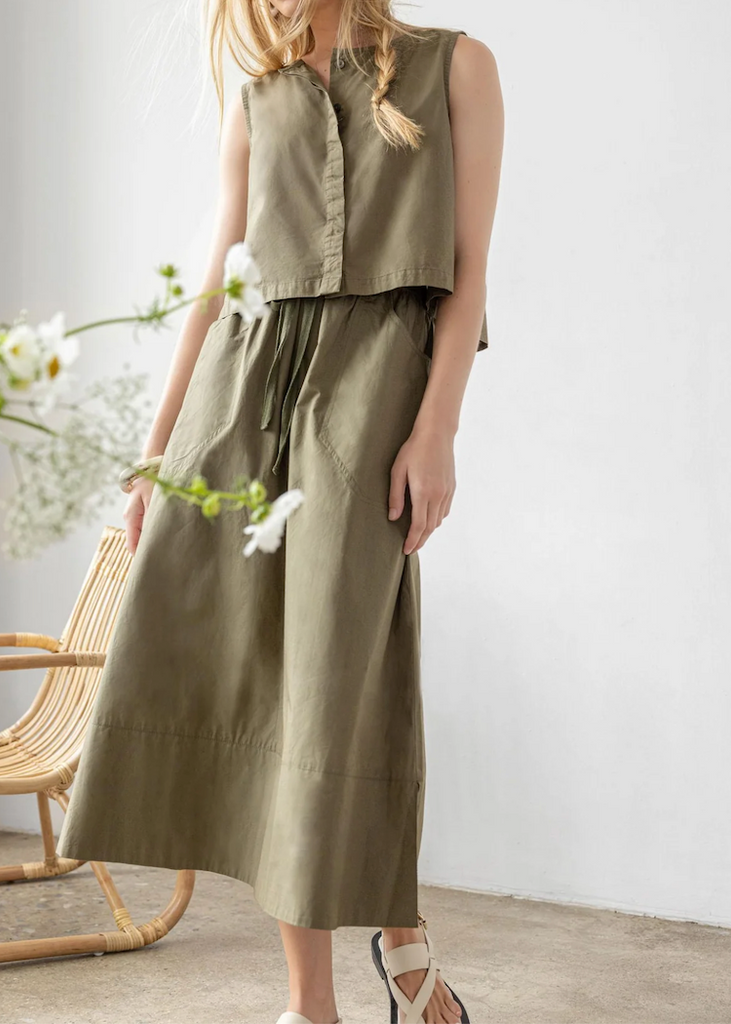 Lilla P | Long Poplin Skirt | Kelp
