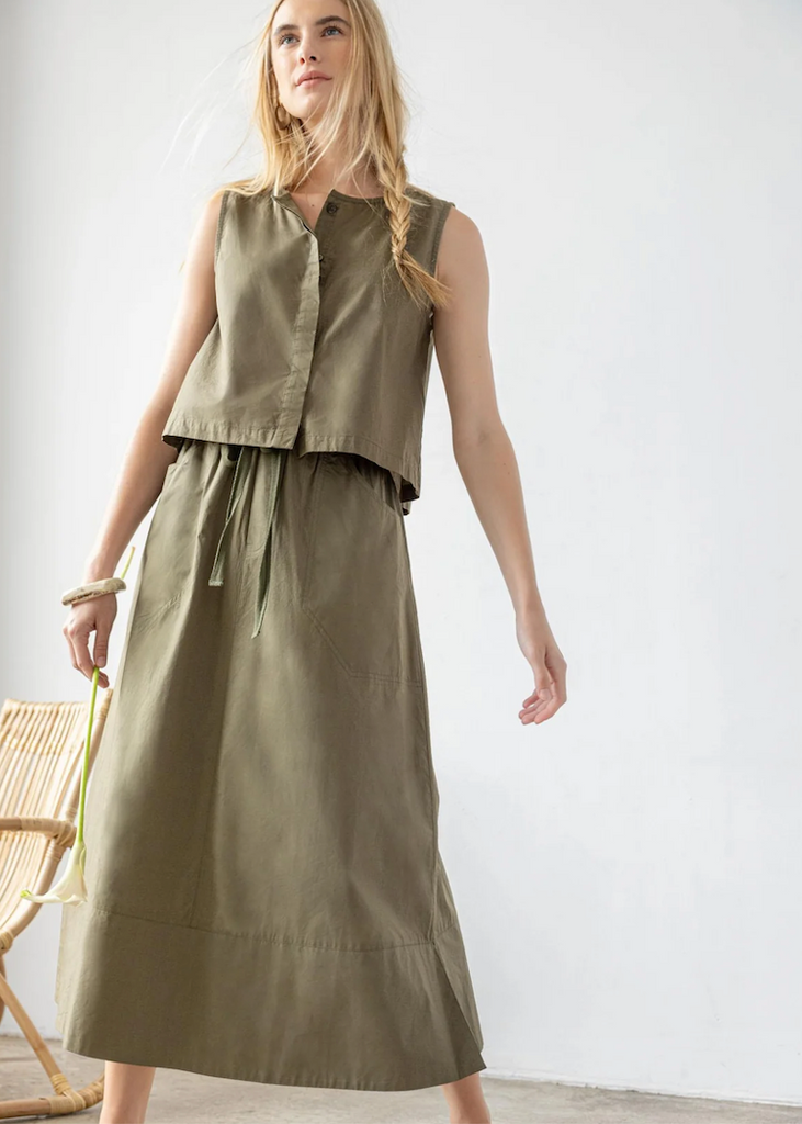 Lilla P | Long Poplin Skirt | Kelp