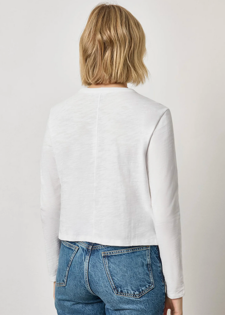 Lilla P | Long Sleeve Cropped Boyfriend Tee | White