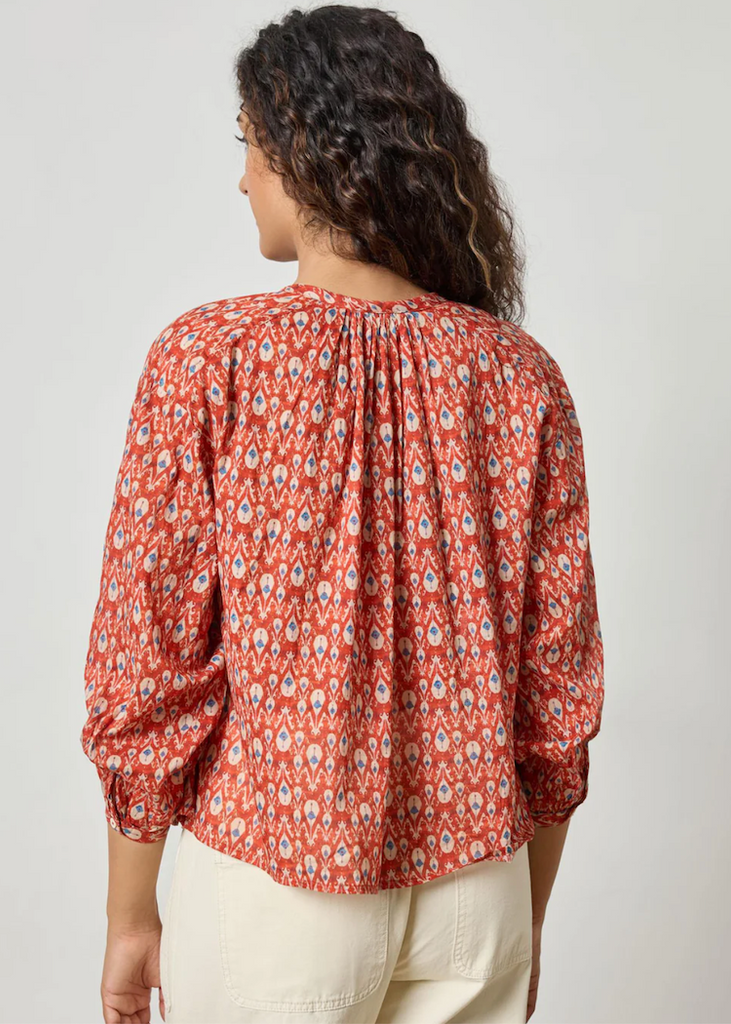 Lilla P | Long Sleeve Shirred Blouse - Chili Print