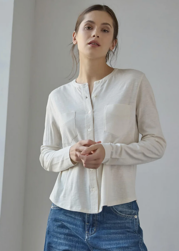 Lilla P | Mandarin Collar Button Down